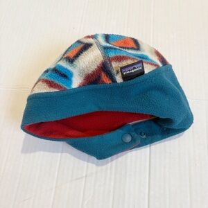 Patagonia Synchilla Fleece Hat Bany Size 6-12 Months Winter Fall Chin Snaps